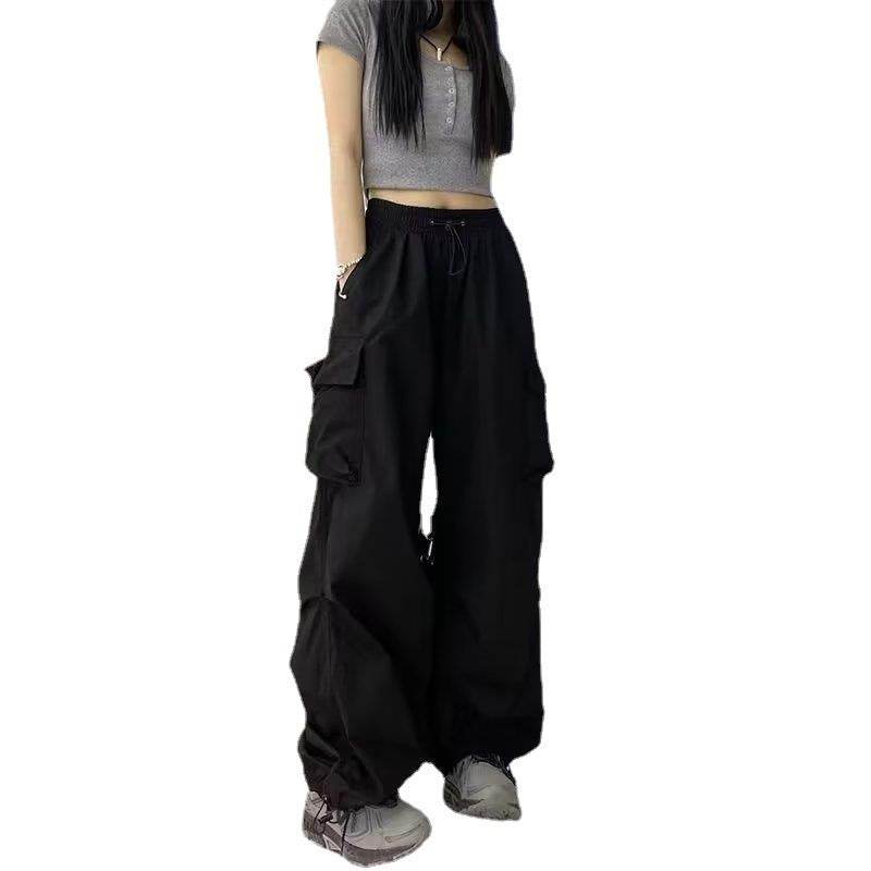 Casual High Waist Wide Leg Cargo Pants - Stylish in Red, Black, Gray - Buy Center