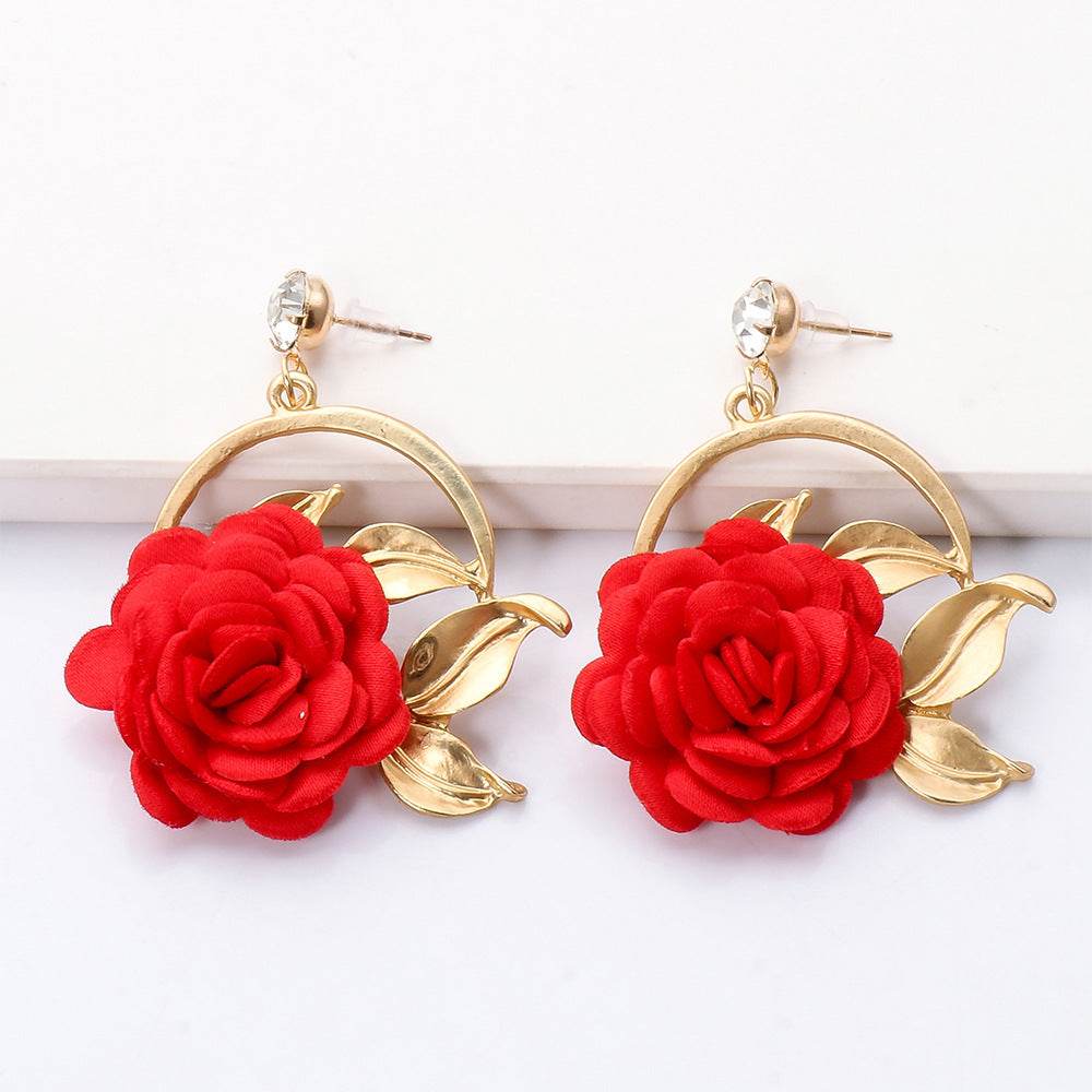 Colorful Ear Hanging Cloth Flower Earrings - Trendy Modern Styles 2025 - Buy Center