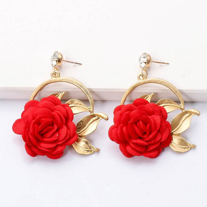 Colorful Ear Hanging Cloth Flower Earrings - Trendy Modern Styles 2025 - Buy Center