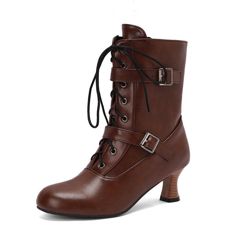 Comfortable Mid Heel Women's Boots - Lace-Up, Plus Size Fashionable Style - Buy Center