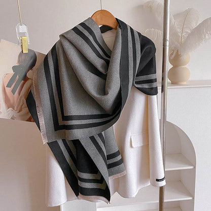 Thickened Warm Women's Scarf - Geometric Jacquard Design for Winter Style - Buy Center