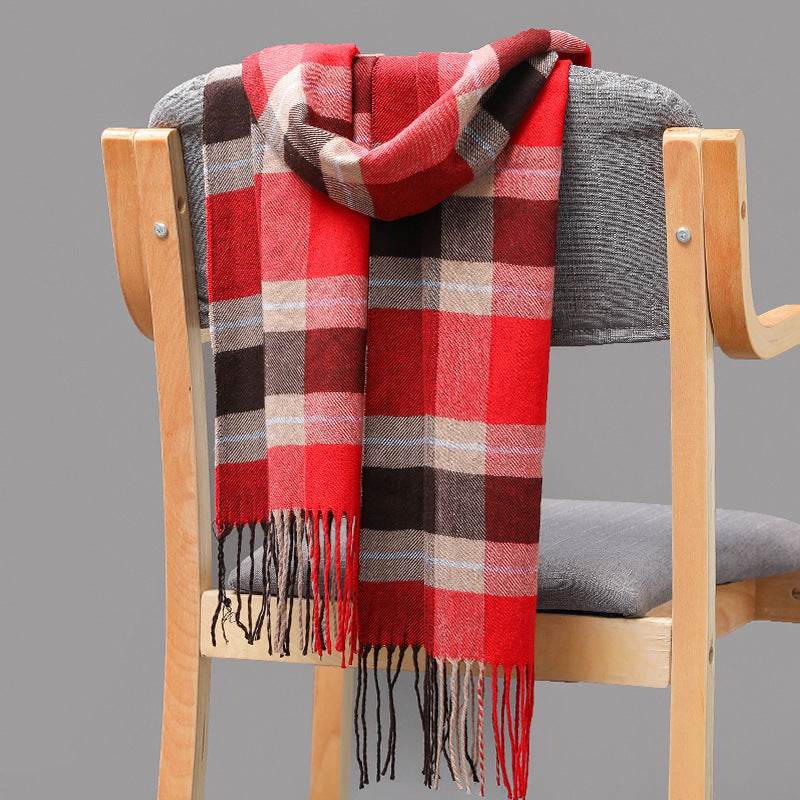 British Plaid Cashmere Scarf - Stylish Tassels, Perfect for Couples & Families - Buy Center