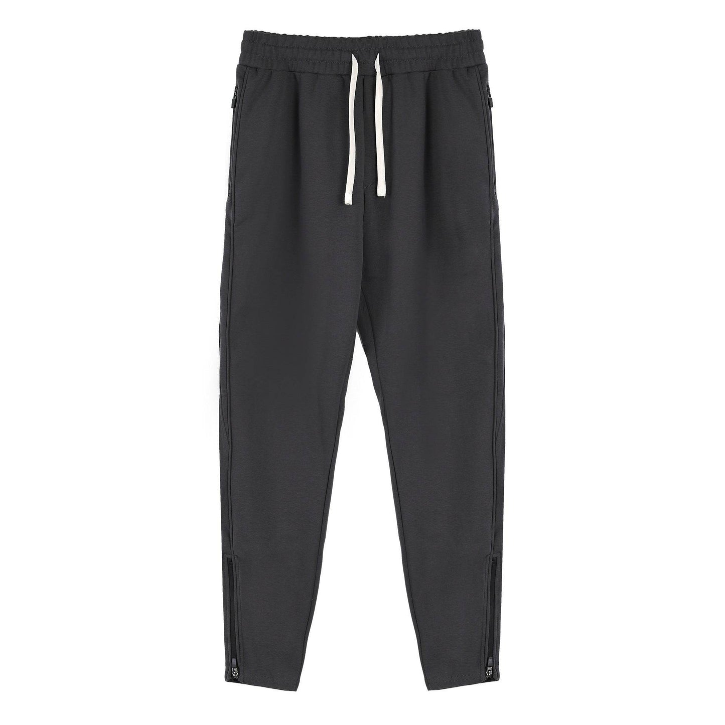 Slim Fit Zipper Ankle Banded Pants - Stylish Cropped Sports Trousers - Buy Center
