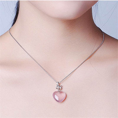 Buy Center Heart-Shaped Pendant Necklace - Rose Gold & White Gold Options - Buy Center