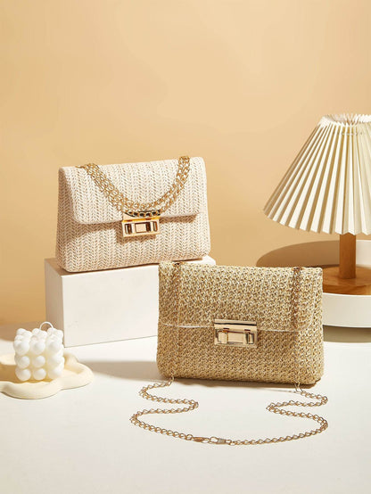 Buycenter Women's Straw Square Bag - Trendy Crossbody Fashion Backpack - Buy Center