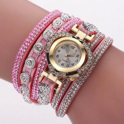 Buy Center Heart Shape Bracelet Watch - Multi-Color Diamond Dial for Women - Buy Center