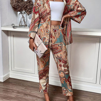Vintage Paisley Print Two-Piece Set - Casual Loose Fit for Women - Buy Center