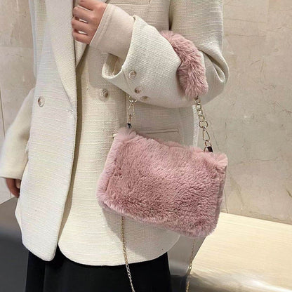 Stylish Square Plush Chain Bag - Soft Shoulder Bag for Urban Fashion - Buy Center