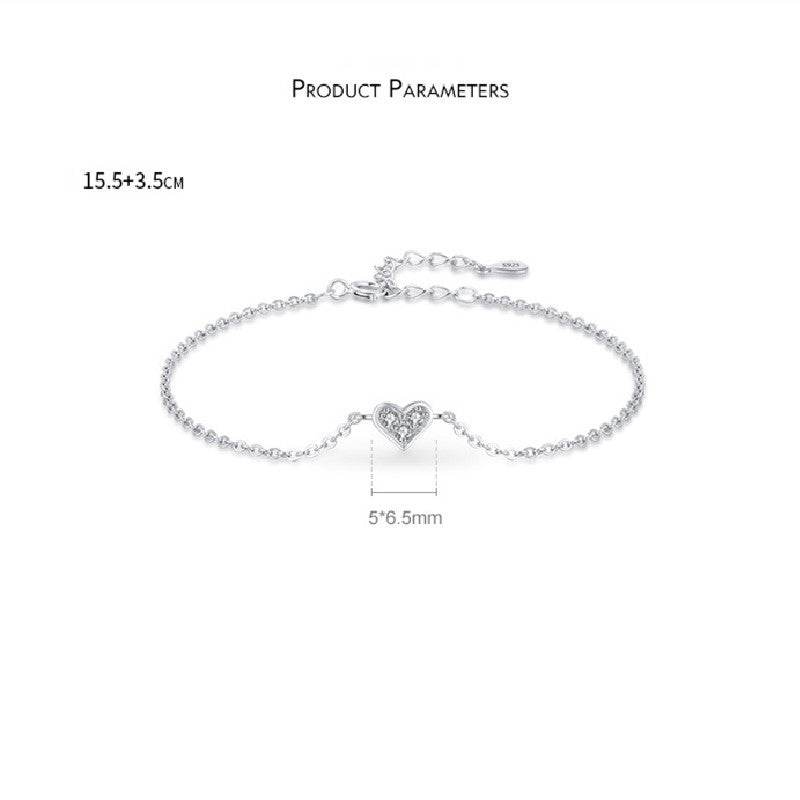 Buy Center Women's Heart-Shaped Bracelet - Elegant Silver with Zircon - Buy Center