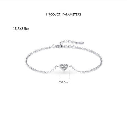 Buy Center Women's Heart-Shaped Bracelet - Elegant Silver with Zircon - Buy Center