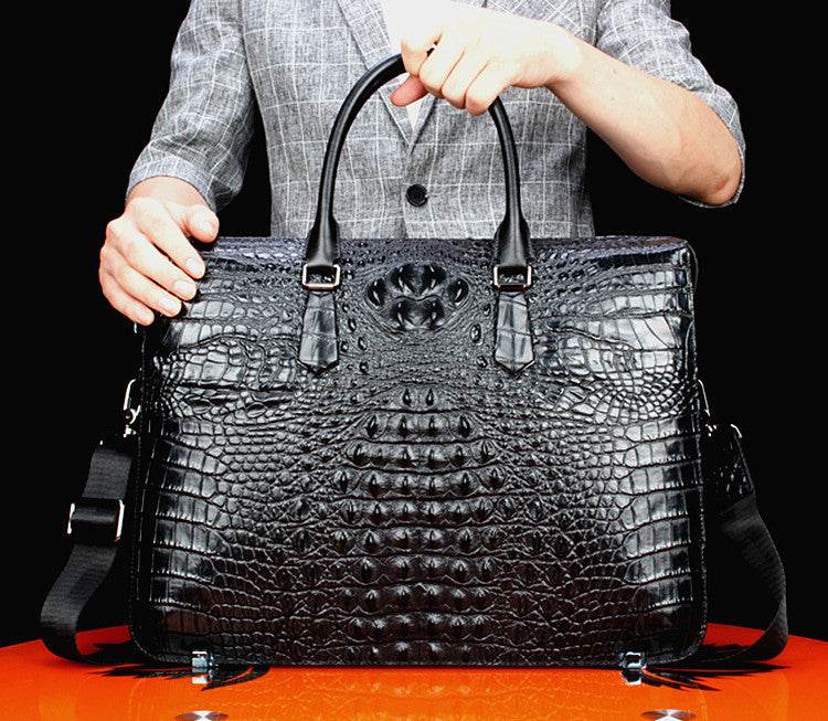 Men's Genuine Leather Briefcase - Crocodile Pattern Stylish Handbag - Buy Center