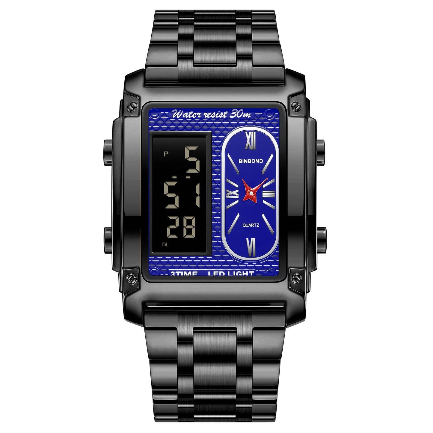 Men's Creative Steel Belt Digital Watch - Waterproof & Multi-Functional Style - Buy Center