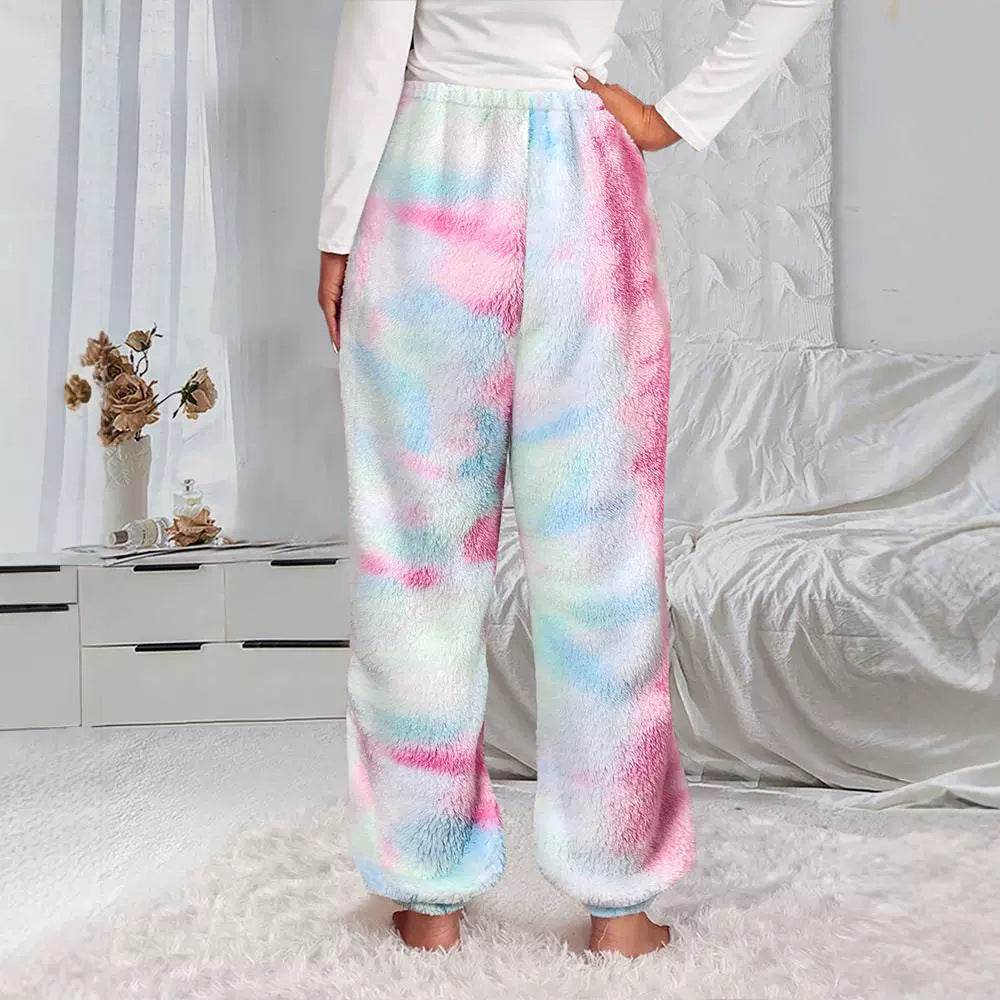 Buycenter Women's Fleece Tie-Dye Pants - Double-Sided Comfort - Buy Center