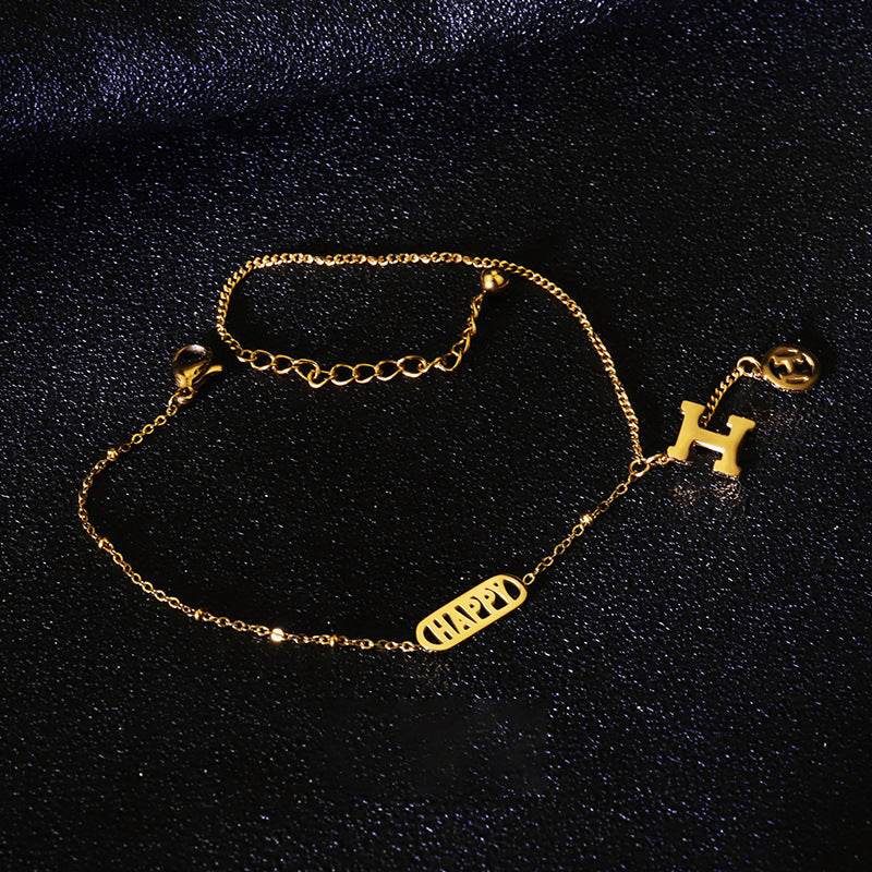 Letter H Titanium Steel Anklet - Stylish Non-Fading Body Jewelry 2025 - Buy Center