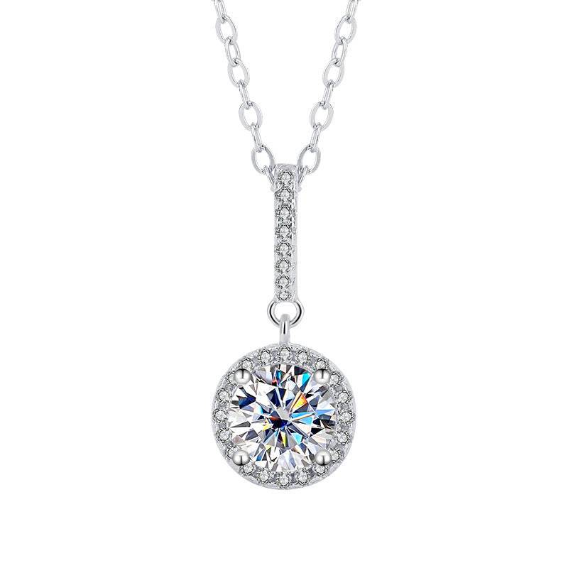Buycenter S925 Sterling Silver Moissanite Ring Necklace Set - Elegant Design - Buy Center