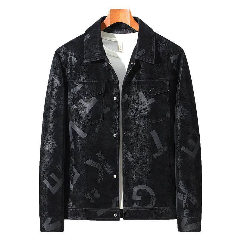 Men's Thin Lapel PU Leather Jacket - Stylish with Multiple Pockets - Buy Center