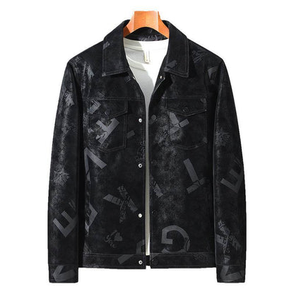 Men's Thin Lapel PU Leather Jacket - Stylish with Multiple Pockets - Buy Center