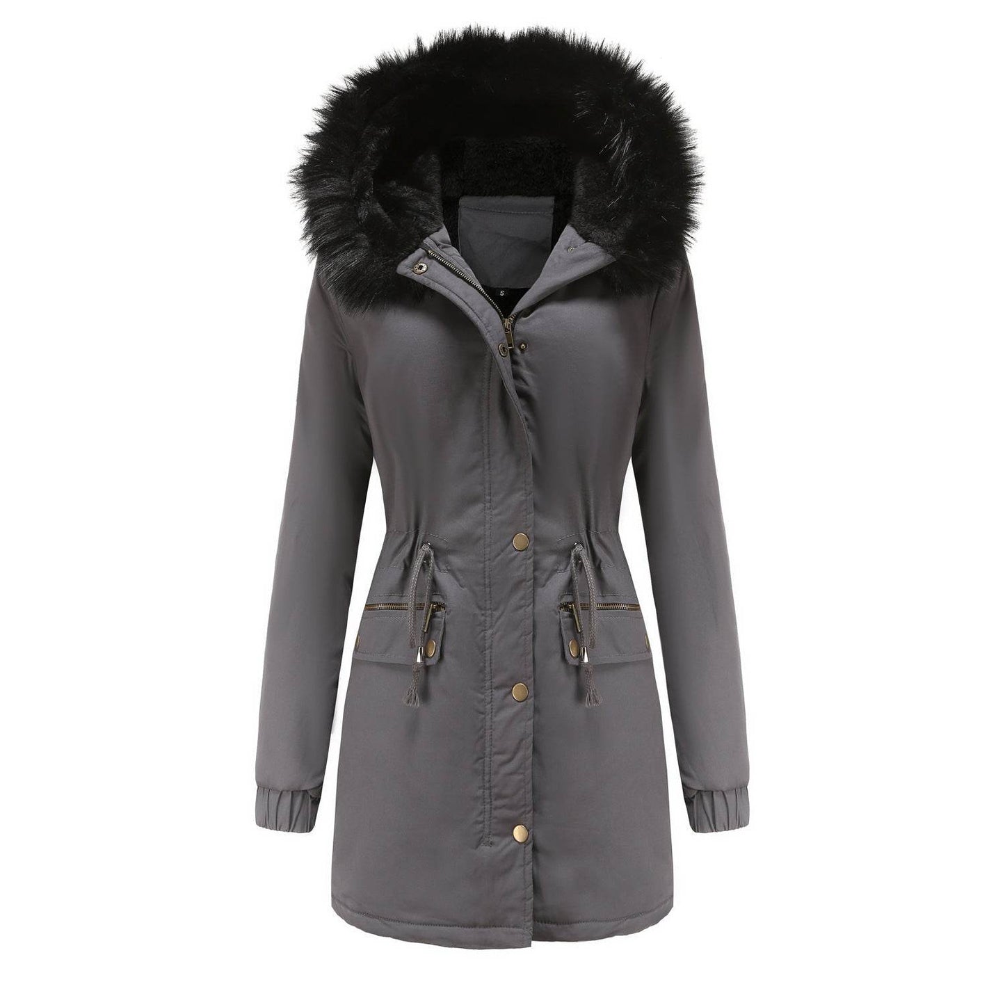 Women's Mid-Length Fur Collar Coat - Stylish Padded Jacket for Commuting - Buy Center