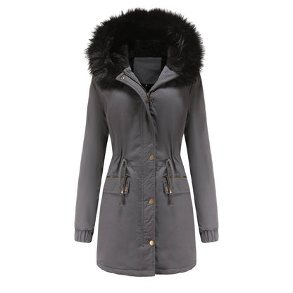 Women's Mid-Length Fur Collar Coat - Stylish Padded Jacket for Commuting - Buy Center