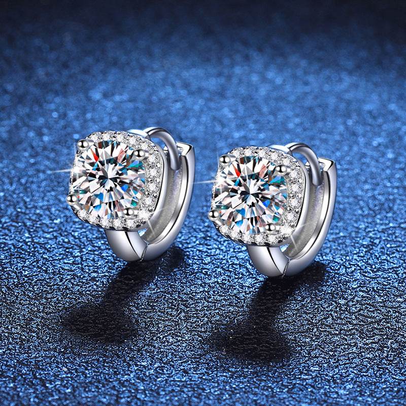 Classic S925 Silver Moissanite Earrings - Elegant Square Design for Women - Buy Center
