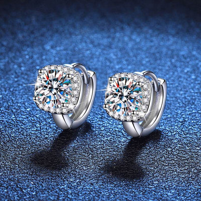 Classic S925 Silver Moissanite Earrings - Elegant Square Design for Women - Buy Center