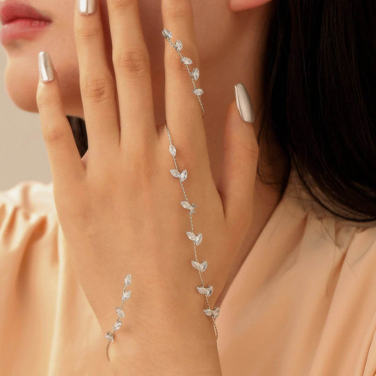 Buycenter Simple Zircon Leaves Finger Chain - Elegant Body Jewelry for Women - Buy Center