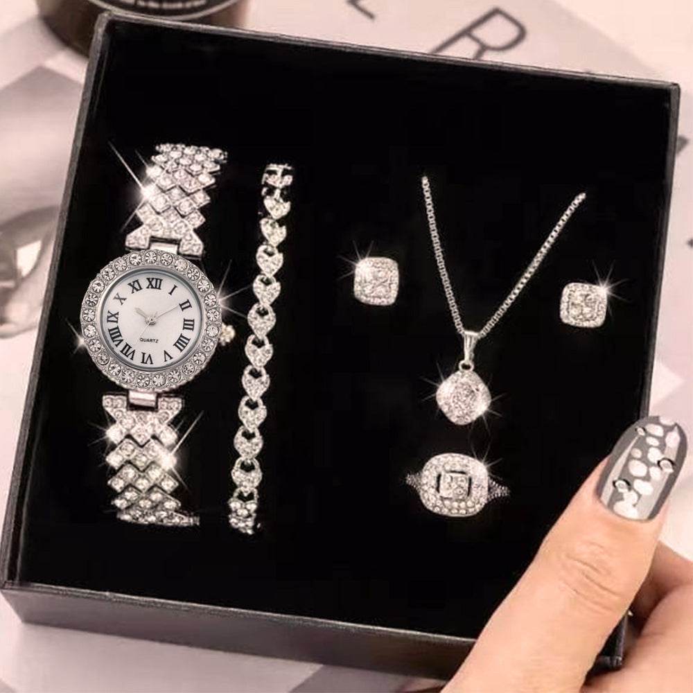 Buycenter Luxury Diamond Bracelet Watch Set - Women's Elegant Jewelry - Buy Center