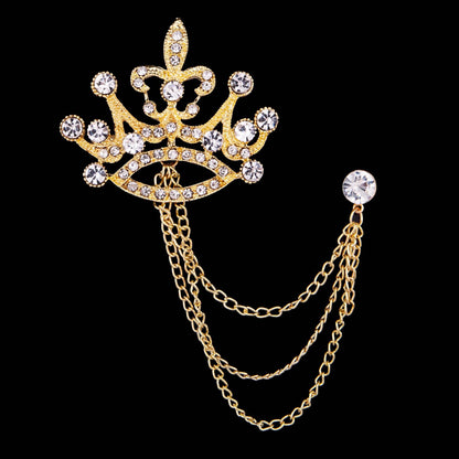 Fashion Crown Brooch - Elegant Gold/Silver Diamond Corsage for Every Occasion - Buy Center