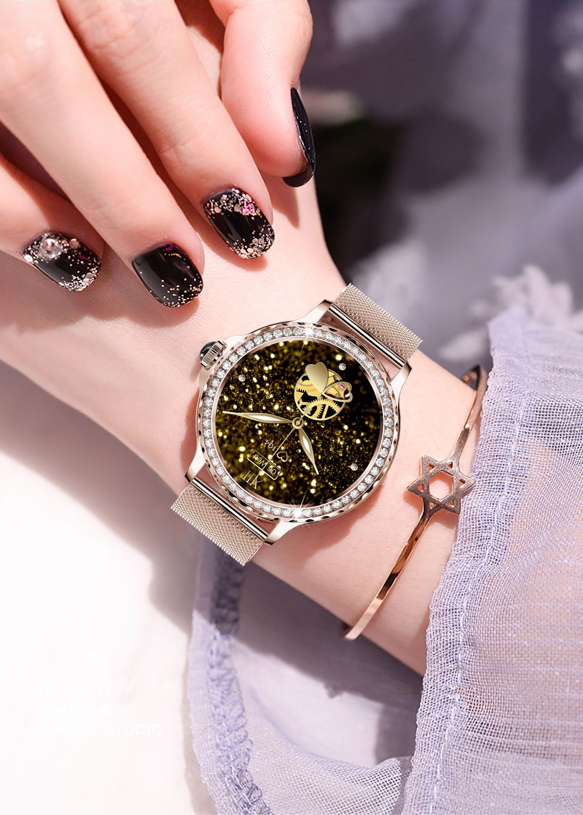 Bluetooth Calling Women's Smart Watch - Diamond Design, 1.3" Screen - Buy Center