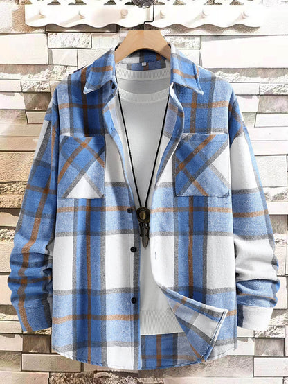 Buycenter Men's Autumn Plaid Coat - Trendy Loose Fit Blazer for Fall - Buy Center