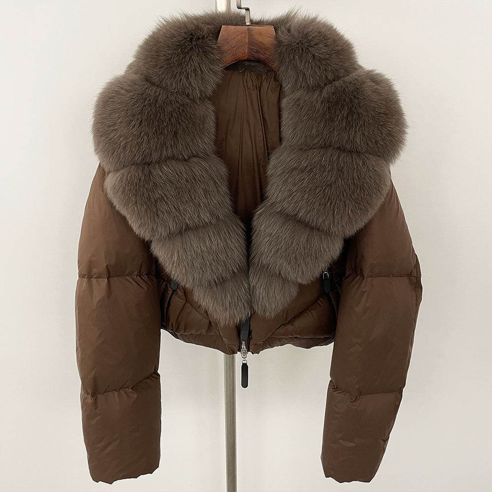 Luxurious Fox Fur Collar Down Jacket - Thick Stylish Coat for Women - Buy Center