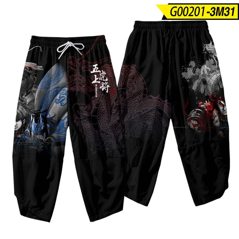 Men's 3D Creative Printed Cropped Pants - Stylish Sun & Moon Design - Buy Center