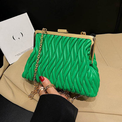 Buycenter Pleated Handbag - Chain Lock Design for Evening Outfits - Buy Center