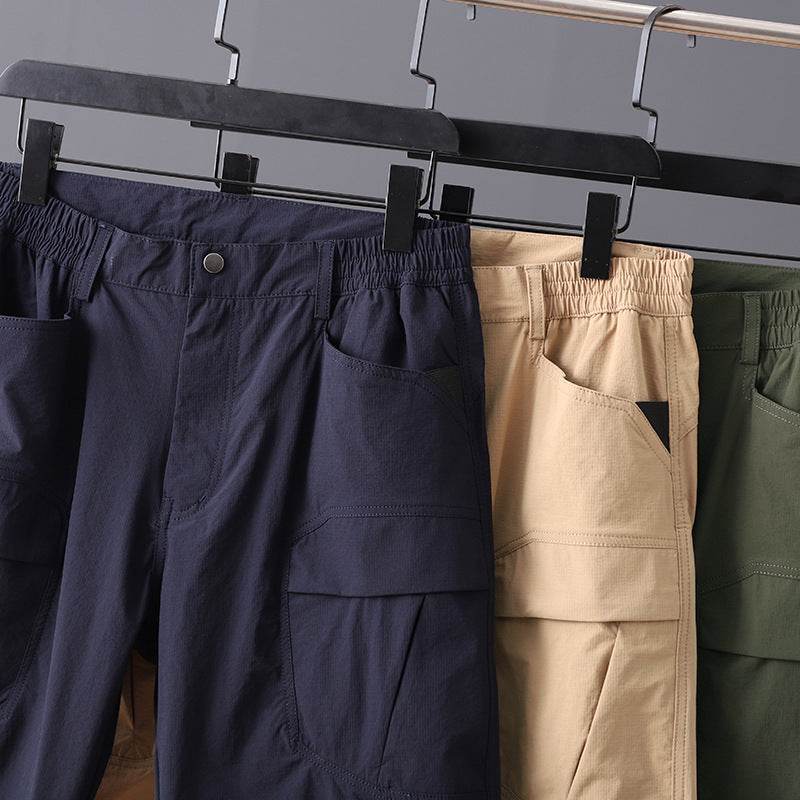 Summer Men's Cargo Shorts - Multi-Pocket Style in Navy, Khaki, Army Green - Buy Center