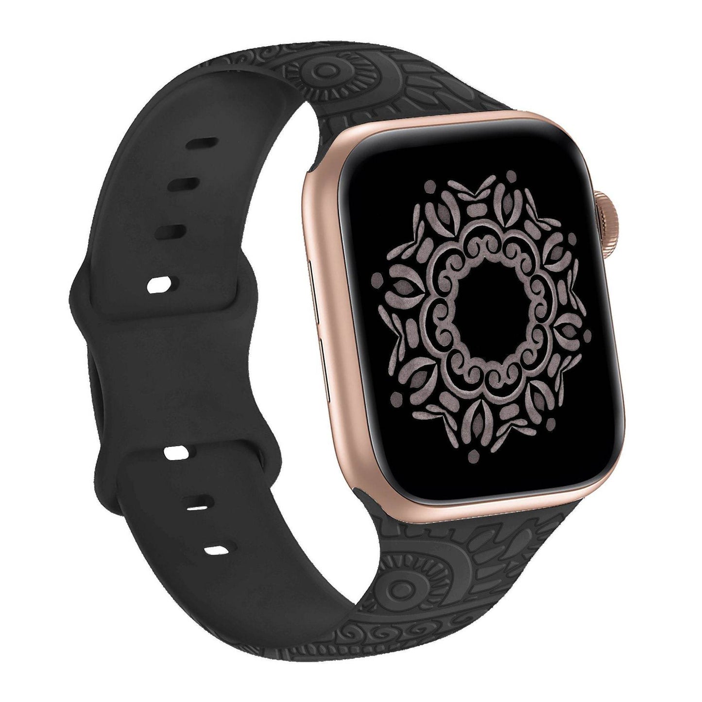 Laser Carved Silicone Strap - Cashew Print for Apple Watches 38-49mm - Buy Center