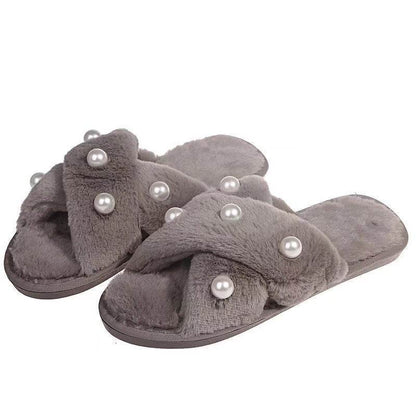 Buycenter Women's Pearl Cross Slippers - Cozy Indoor/Outdoor Footwear - Buy Center