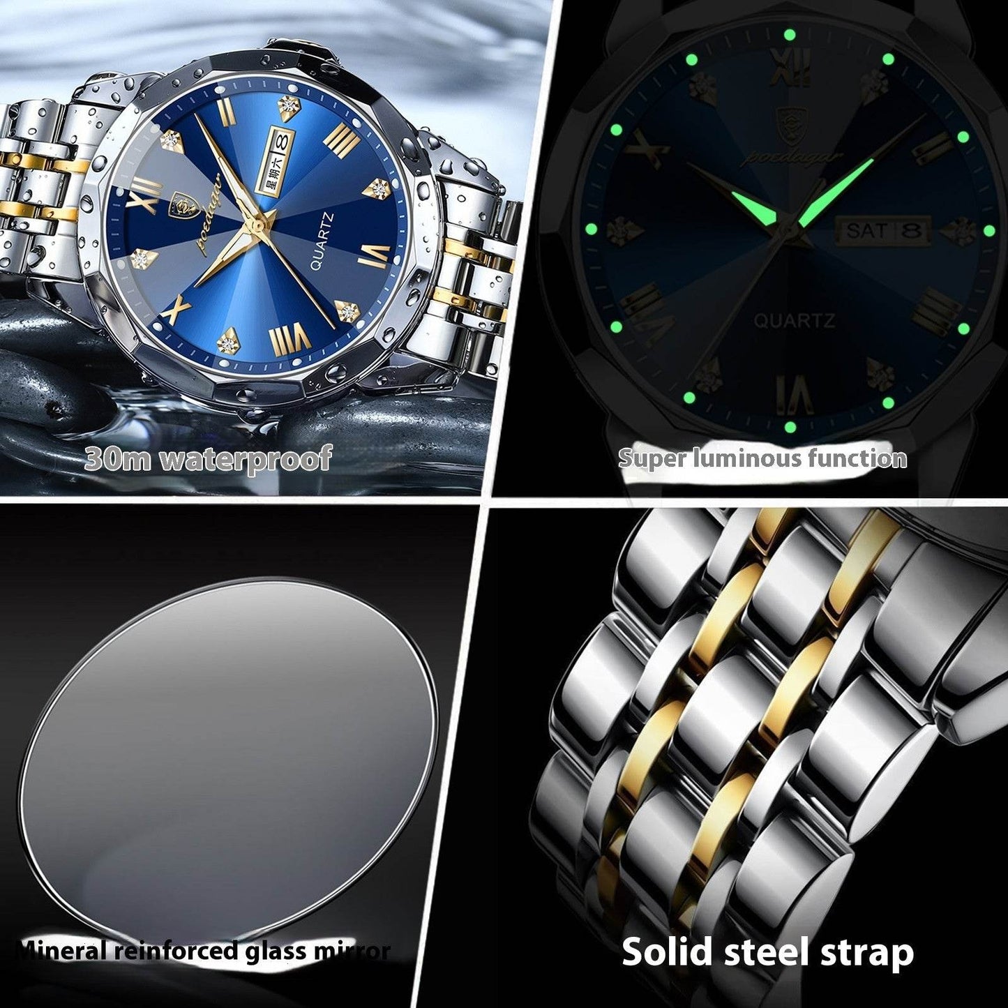 Buycenter Luxury Men's Waterproof Quartz Watch - Super Luminous Elegance - Buy Center