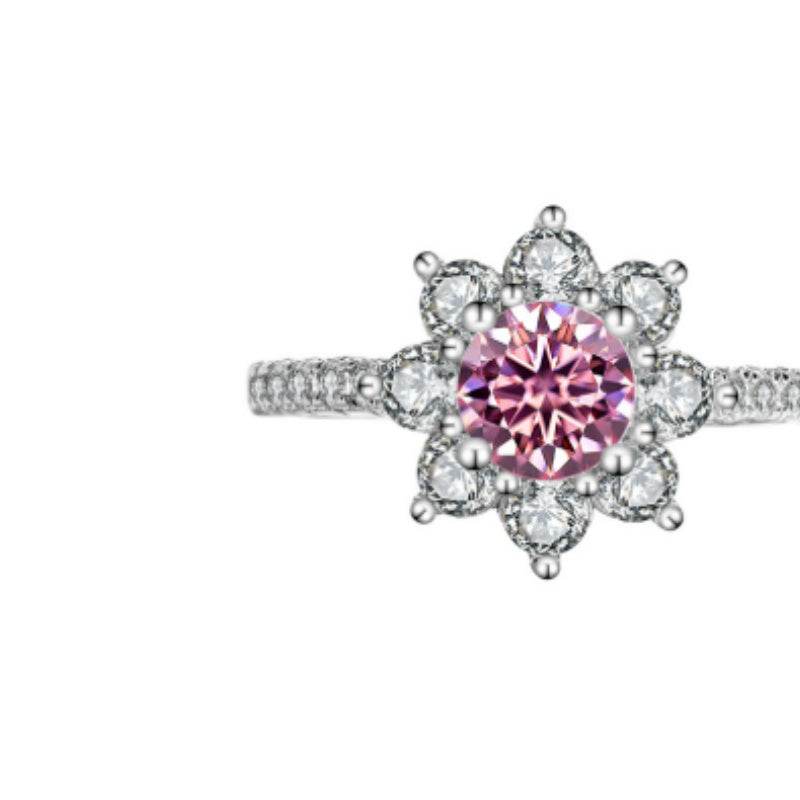 Buycenter 925 Sterling Silver Moissanite Flower Ring for Women - Elegant Design - Buy Center