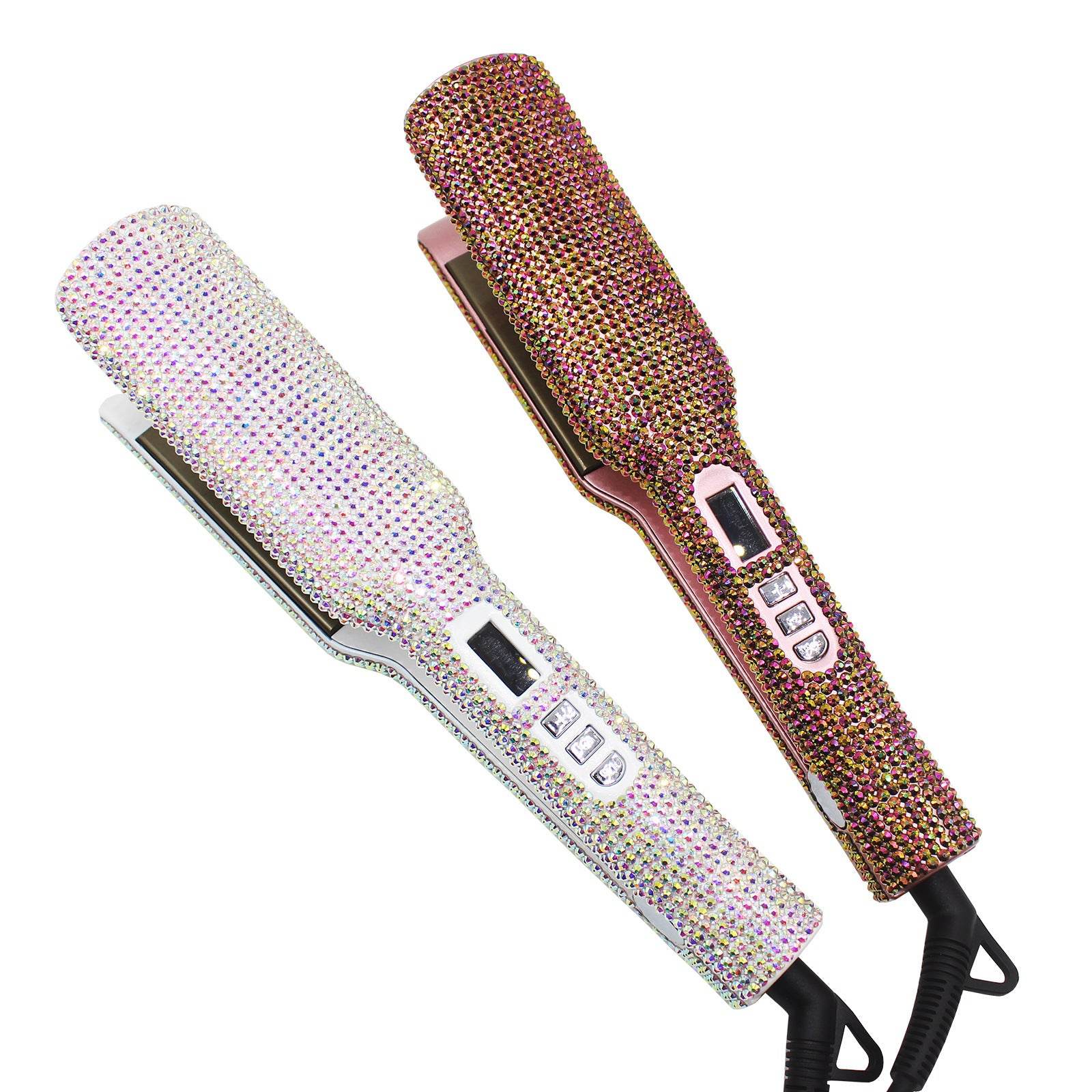 Wide Plate Rhinestone Quartz Hair Straightener - High Temp Titanium Style - Buy Center
