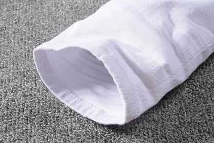 High Street Slim Men's Jeans - Tear Patch Design, Straight Fit, White - Buy Center