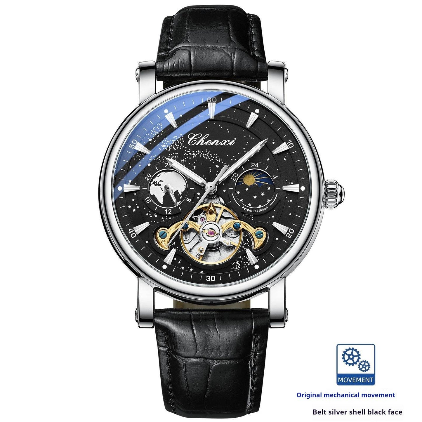 Xinghe Luminous Tourbillon Mechanical Watch - Moon Phase, Stylish Design - Buy Center