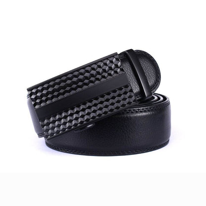 Fashion Casual Men's Leather Belt - Two-Layer Automatic Buckle Design - Buy Center