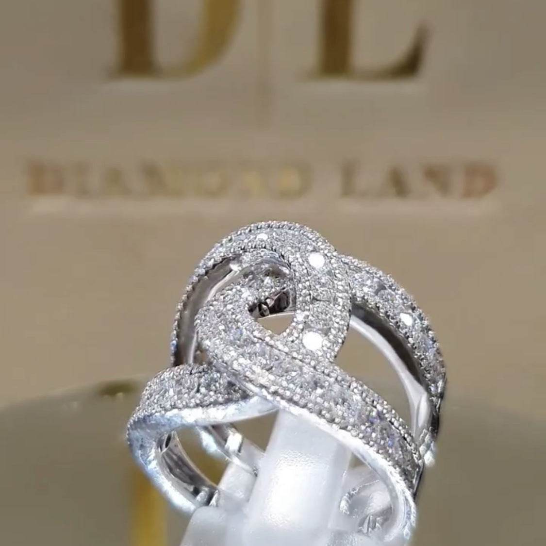 Women's DL Ring - Elegant X-Shaped Gold-Plated Ornament with Gems - Buy Center