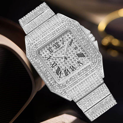 PINTIME Men's Luxury Quartz Watch - Square Diamond, Stylish Business Design - Buy Center