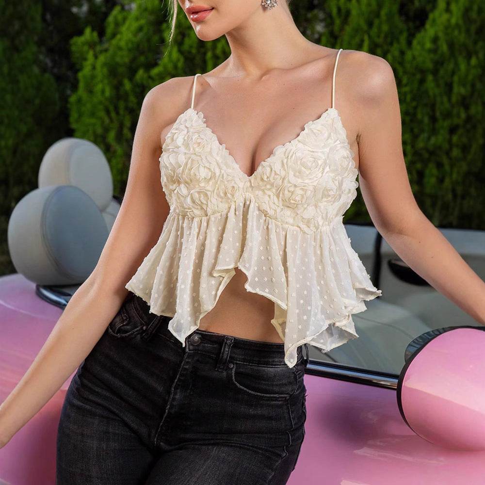 Backless Three-Dimensional Flower Camisole - Stylish Women's Top 2025 - Buy Center