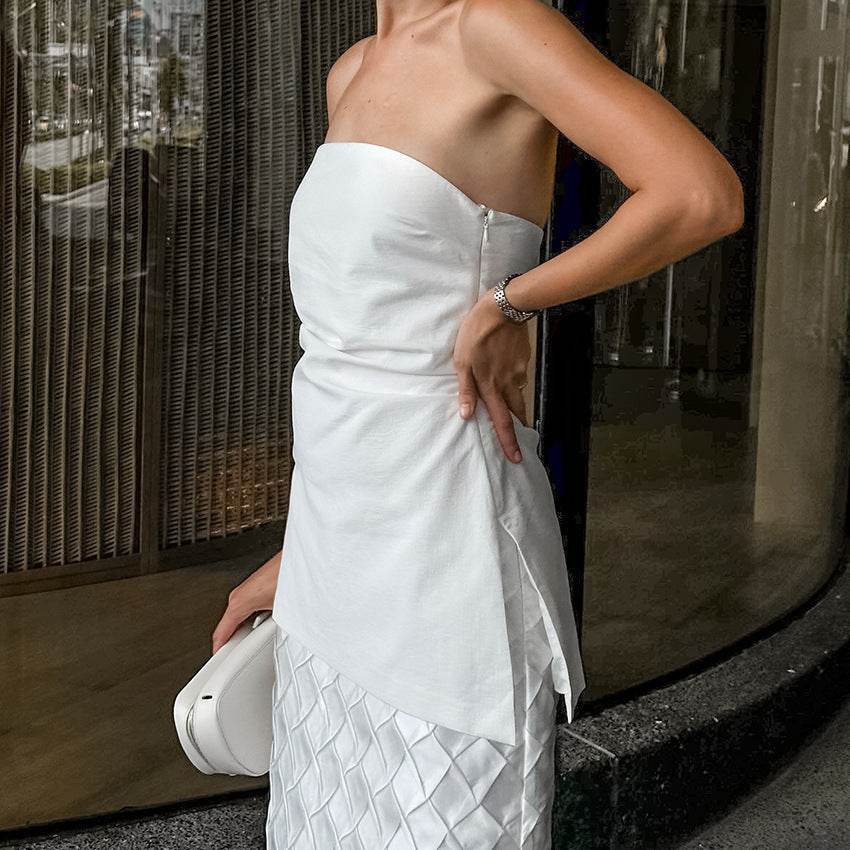 Irregular Fashion Tube Top Vest - Trendy Black & White Cotton Blazer - Buy Center