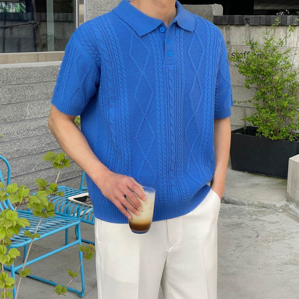 Buycenter Men's Loose Lapels T-shirt Sweater - Summer Short Sleeve Shirt - Buy Center