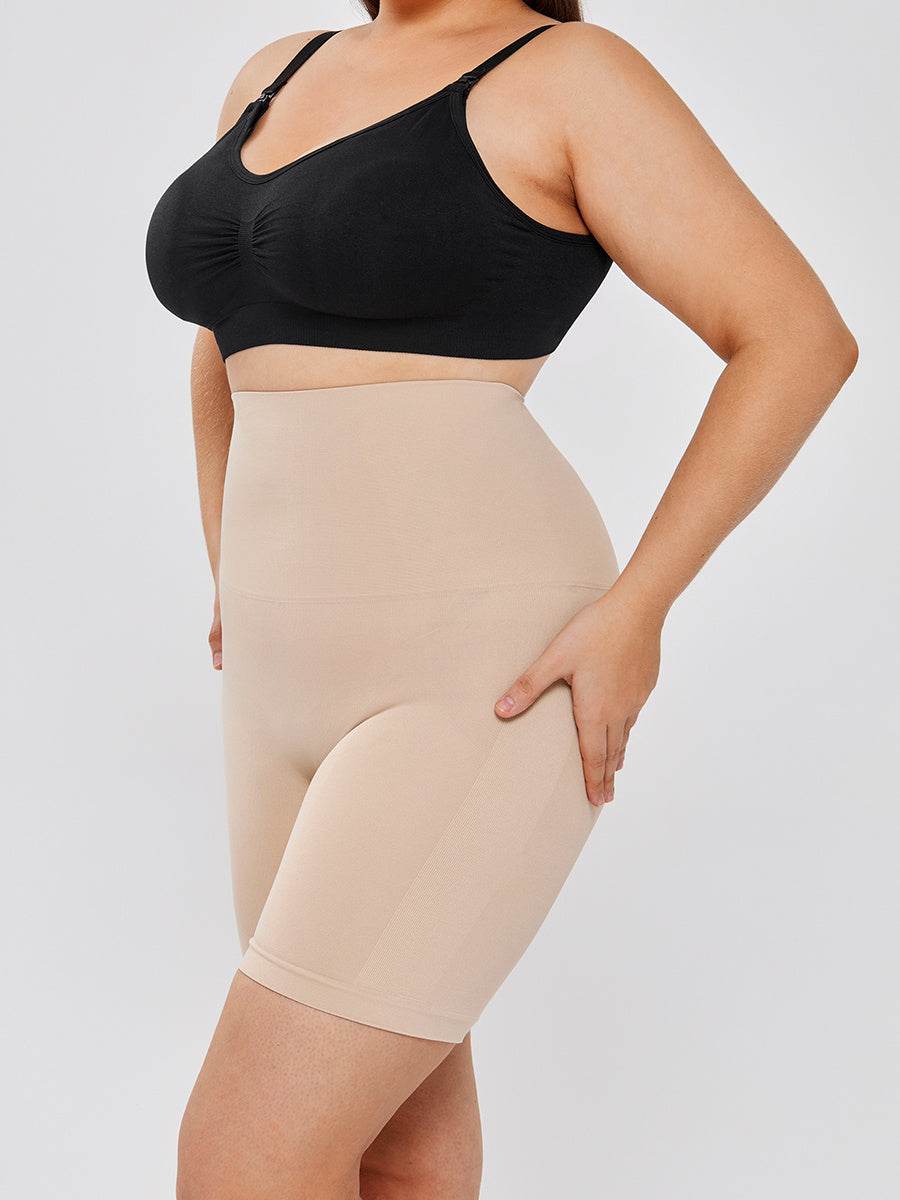 High Waisted Body Shaper Shorts - All Season Women's Leggings in Apricot & Black - Buy Center