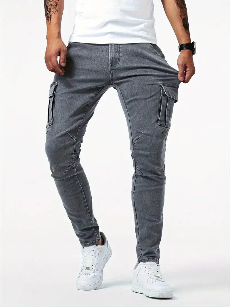 Men's Casual Multi-Bag Labor Protection Pants - Lightweight Cotton Denim - Buy Center