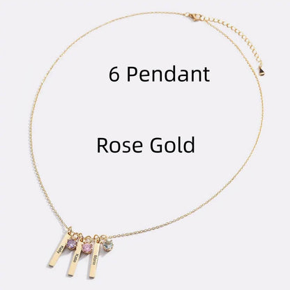 Personalized Mini Bar Birthday Stone Necklace - Custom Stainless Steel Pendant - Buy Center